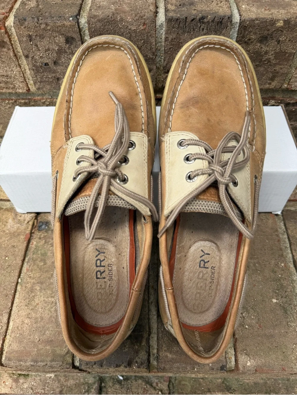 Sperry Top Slider Tan Leather Boat Shoes Men’s Size 10M